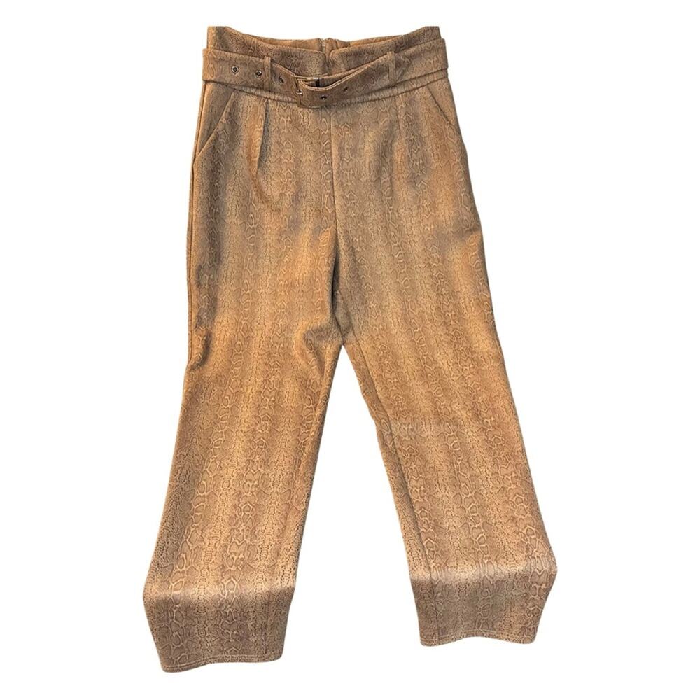 NWT Lilly’s Kloset Snakeskin Print Trousers Pants Slacks in Tan/Camel Size Large